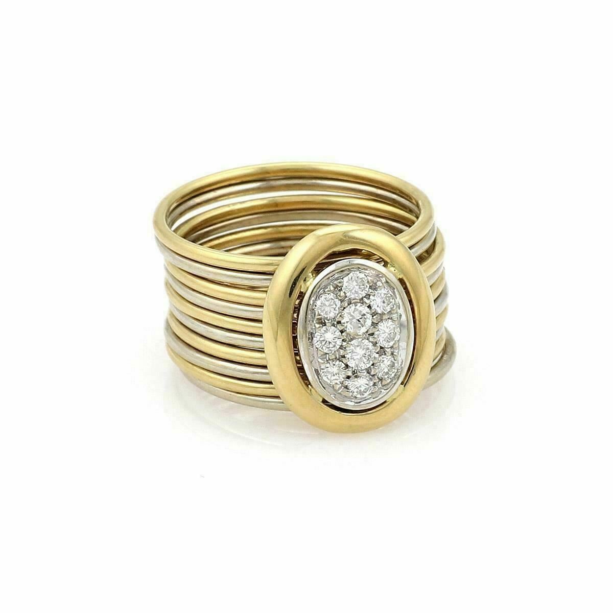 Damiani Diamond 18k Two Tone Gold Ten Stack Wire Band Ring – Size 6