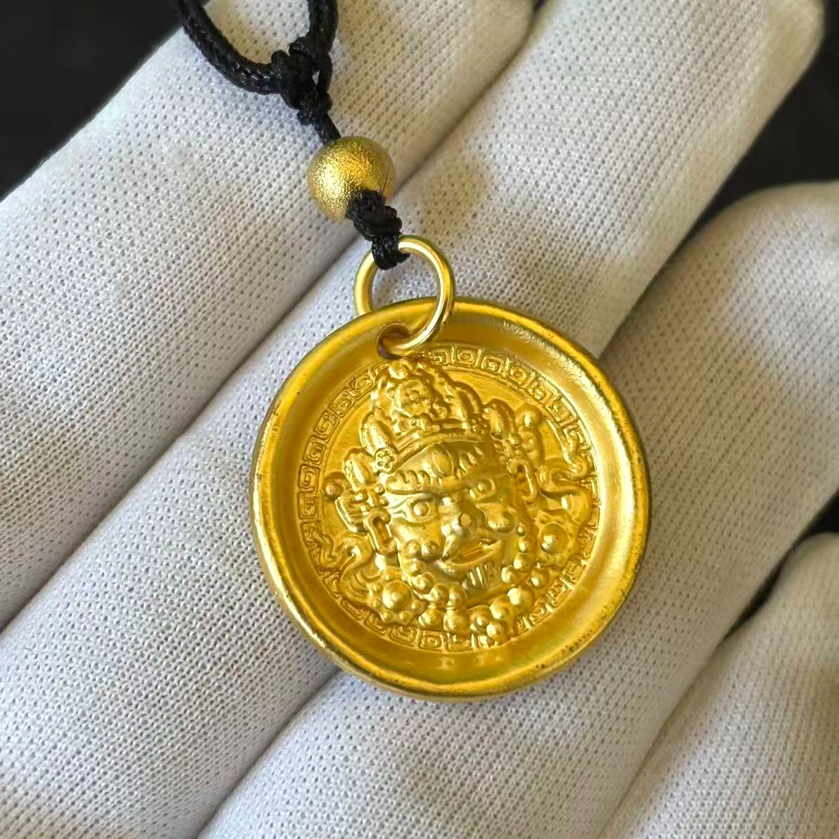 Tibet Amulet Pendant Gold-plated (NOT SURE) mark ‘999’, Braided Rope Adjustable