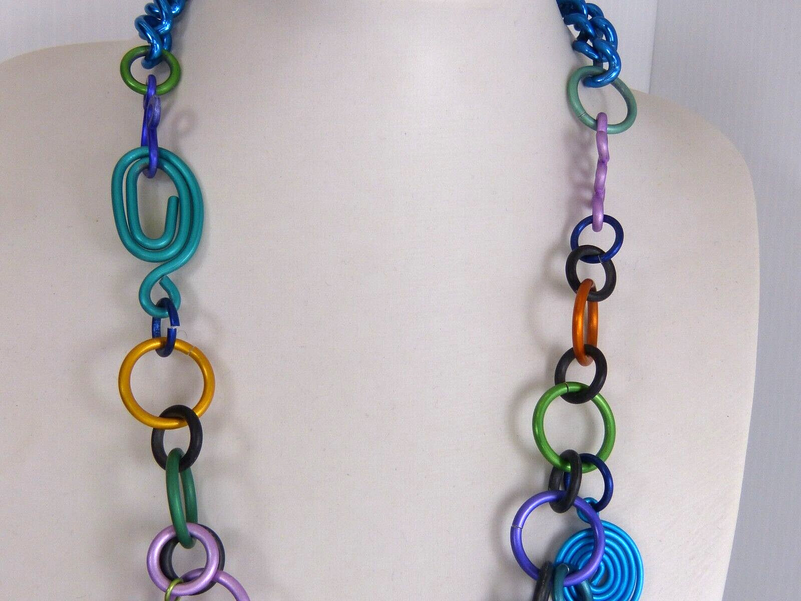 Vintage Multi Color Anodized Aluminum Necklace Estate Find ! Spada ??