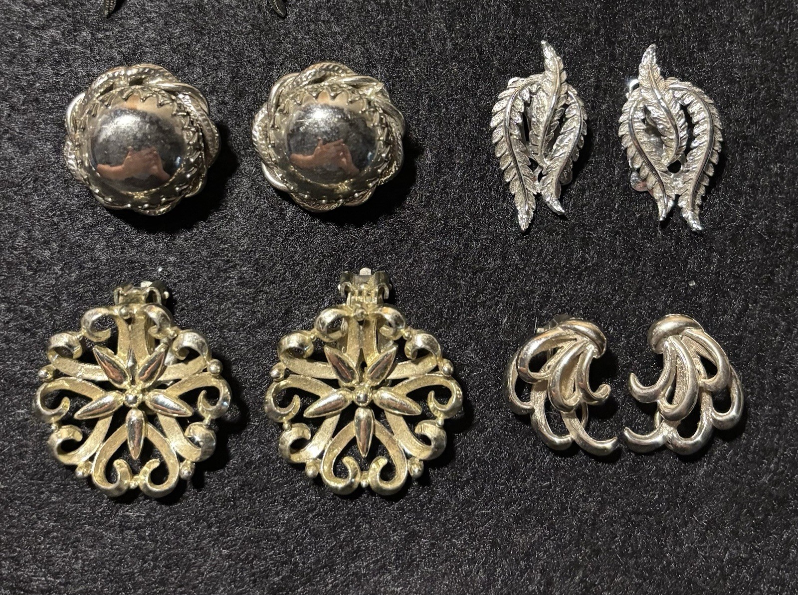 Vintage 1950s- 1980s Earrings Lot Silver Tone 16 Complete Pairs Wear Resell