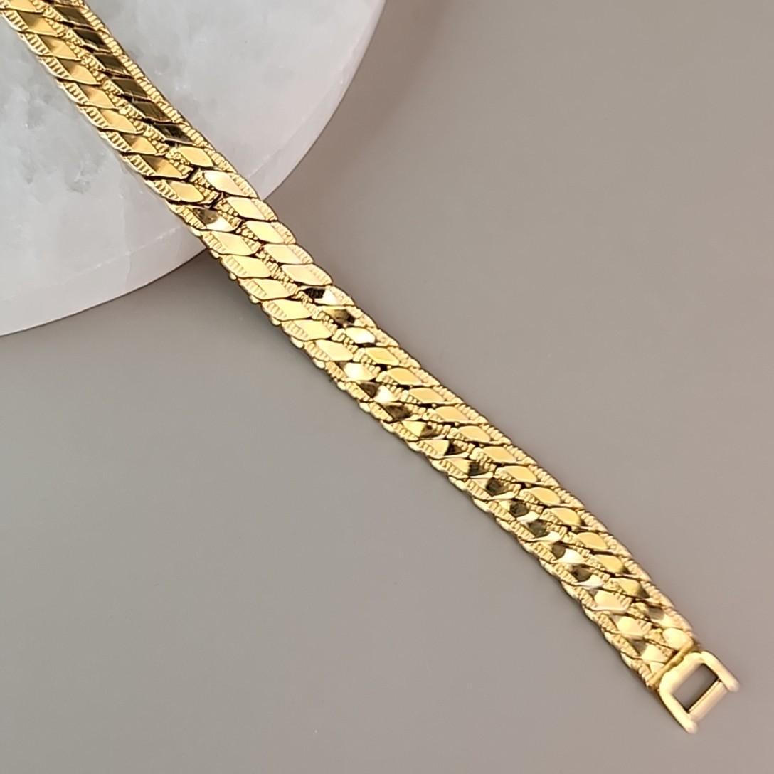 Vintage Napier Chain Bracelet 1cm Gold Tone Herringbone 6.75″