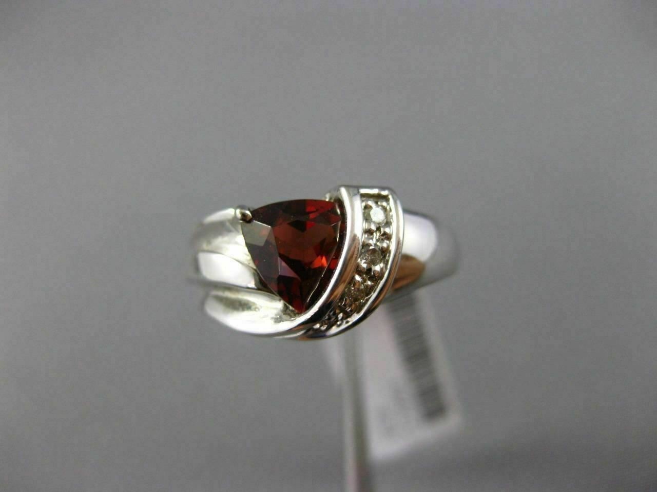 ESTATE 1.53CT DIAMOND & AAA TRILLION CUT GARNET 14KT WHITE GOLD 3D LOVE FUN RING