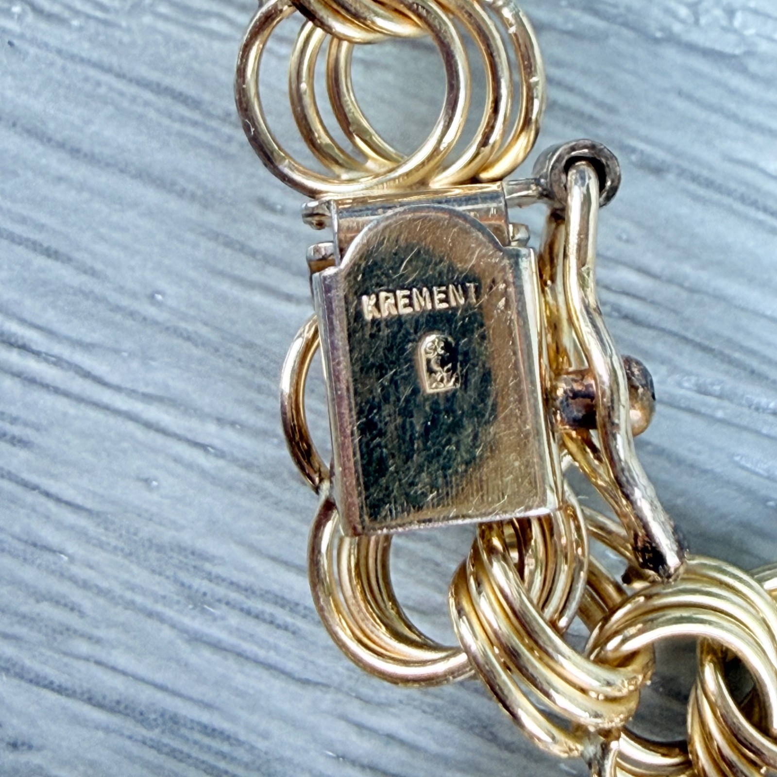 Vintage Krementz Gold Filled Plated or Overlay Starter Charm Bracelet w/ Charm