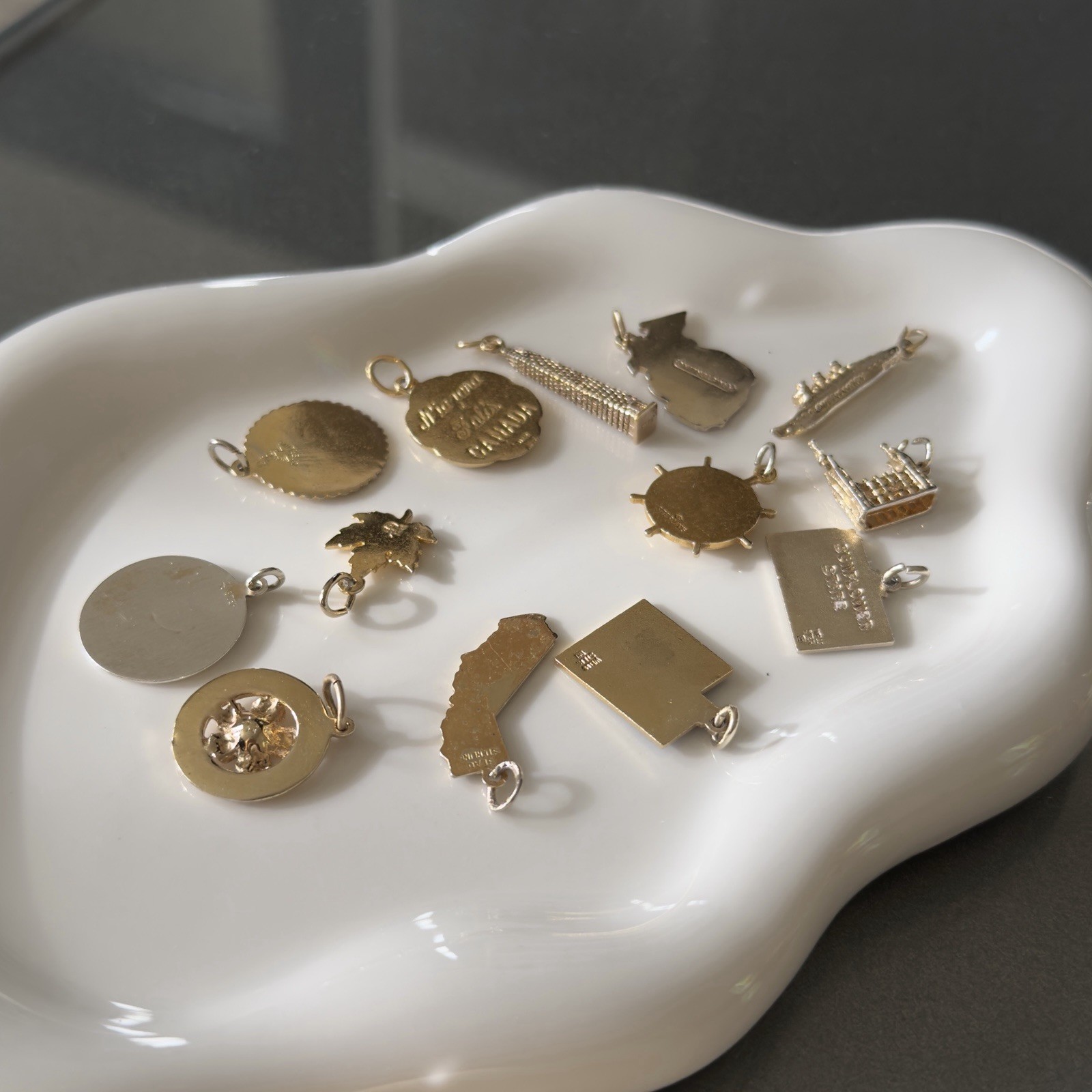 Vintage Collectibles Gold Over Sterling Silver 13 Charms Lot