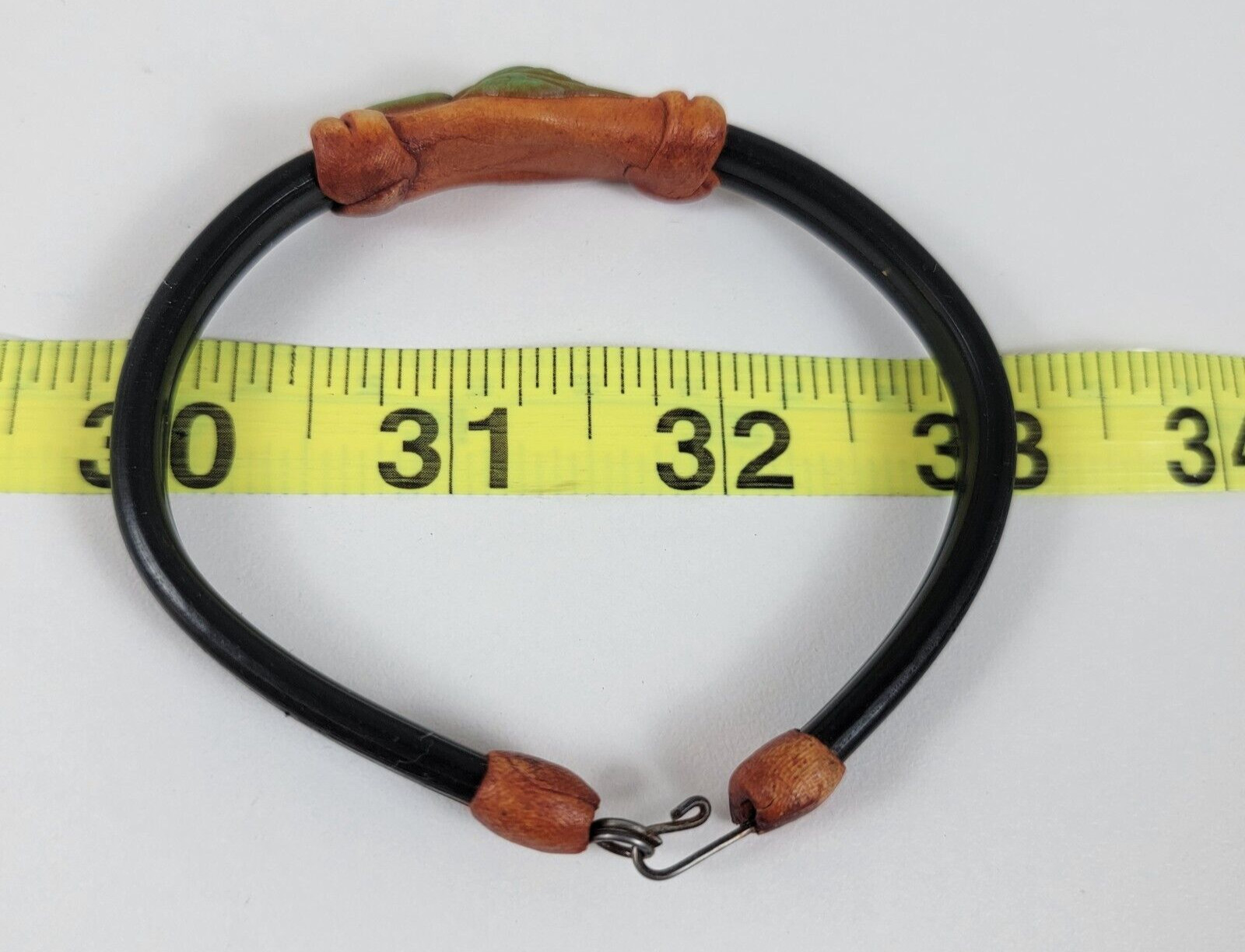 Vintage 70’s Southweat Ceramic And Leather Cuff Bracelet Hook Clasp 7.25 In