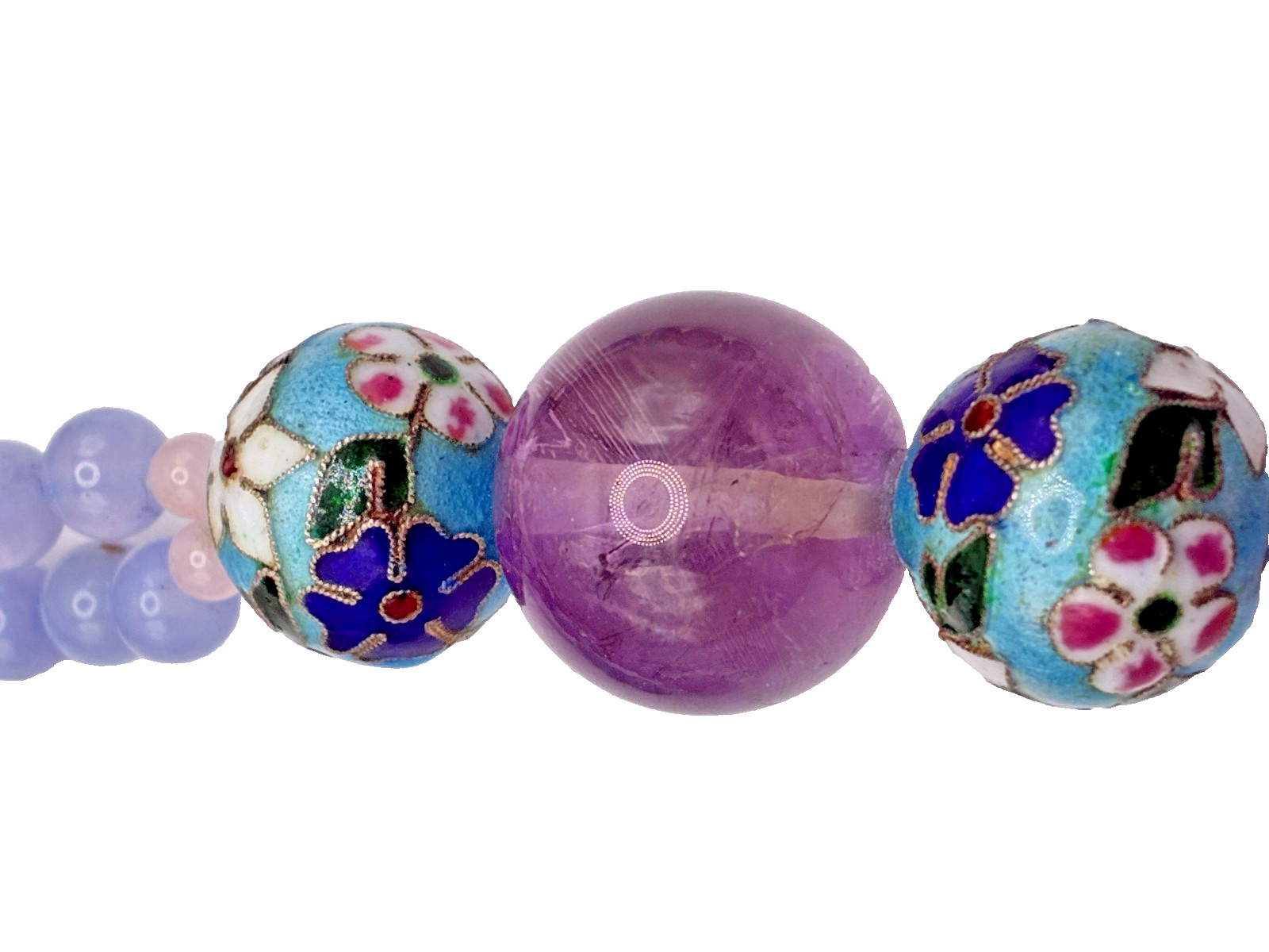 Amazing Chinese Enamel Silver Cloisonne Amethyst Turquoise Blue Agate Necklace