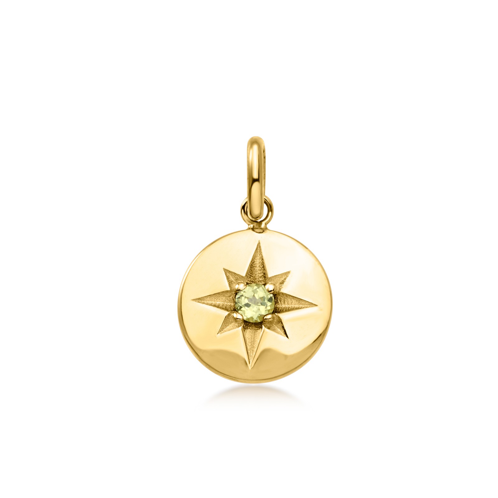 May/Lab-Grown Emerald – Italian Birthstone Starburst Charm in 10kt Yellow Gold