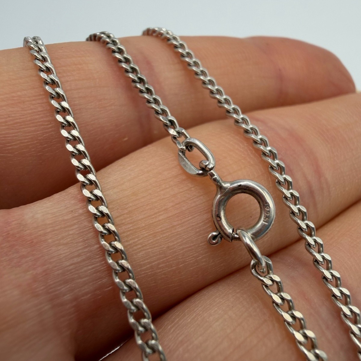 Vintage 925 Sterling Silver Necklace Unisex Jewelry Curb Chain 57 cm