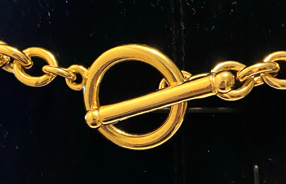 Vintage Piscitelli Gold Tone Necklace Signed Toggle Closure 18 Inches