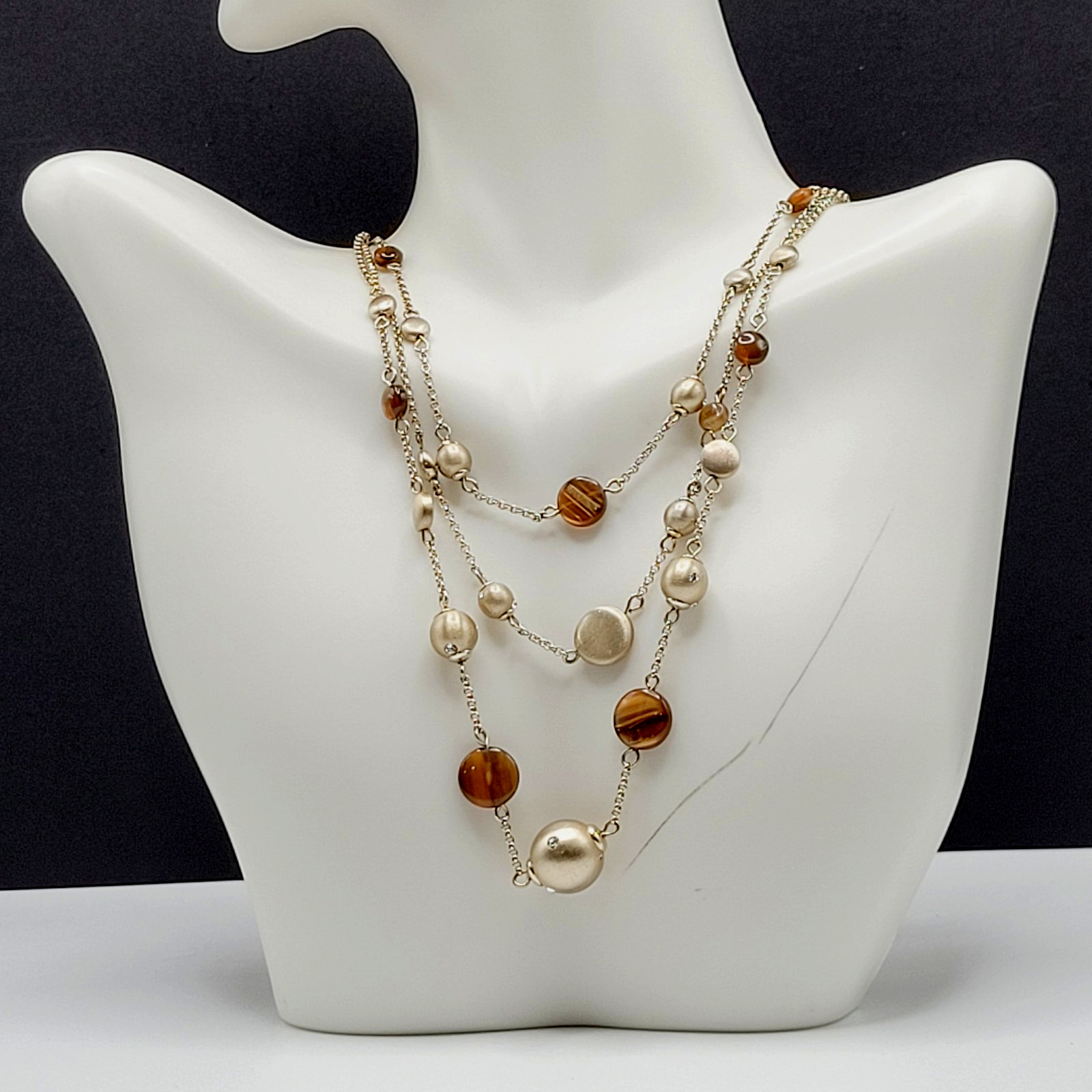 Monet Multi Strand Layer Floating Necklace Festoon Vintage Necklace 16 Inch