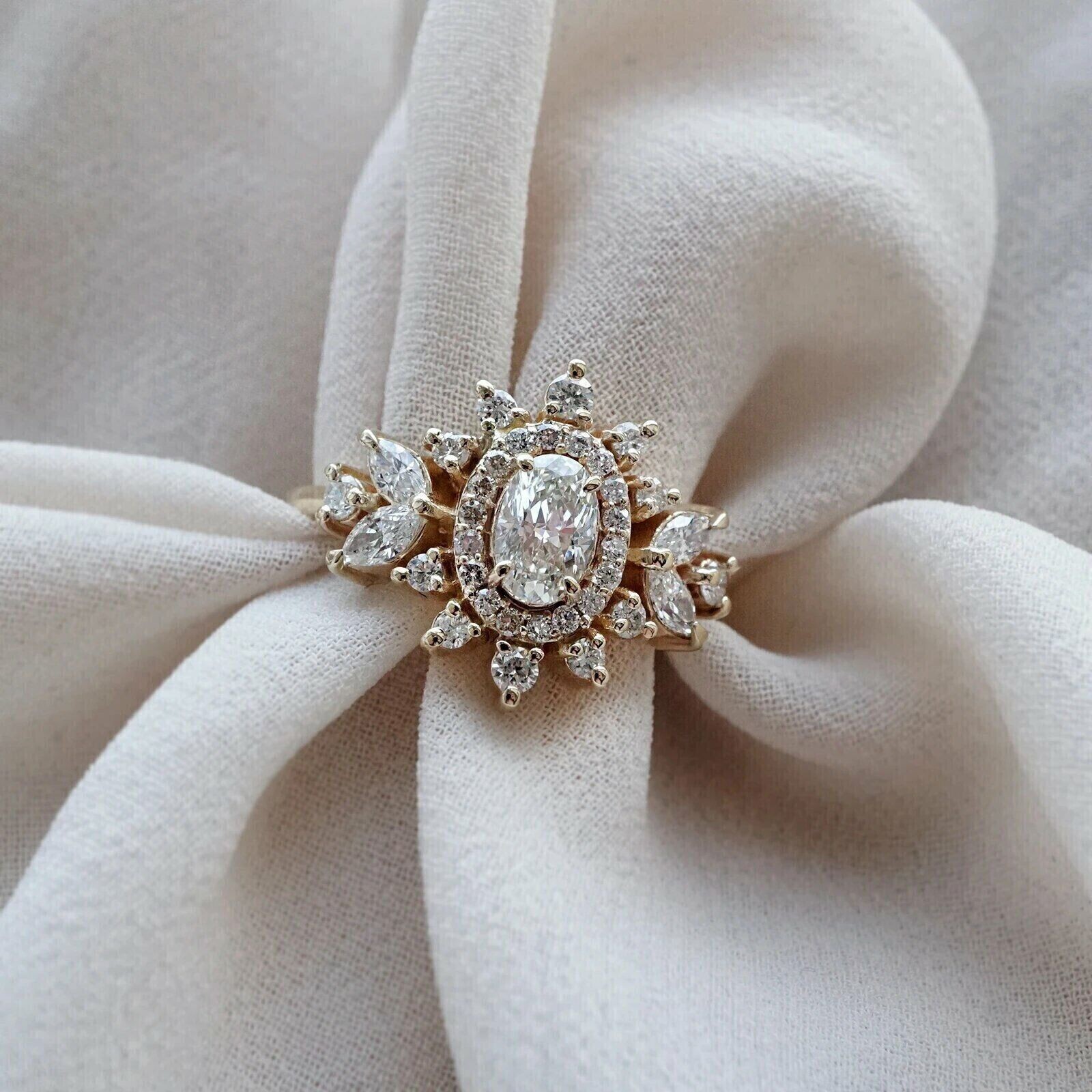 3CT Oval Cut Lab Created Diamond Women’s Engagement 14K Rose Gold Finish Ring