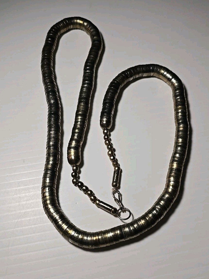 Vtg 70s Snake Coil Necklace 30″ Articulated Segmented Gold Tone Egyptian Revival