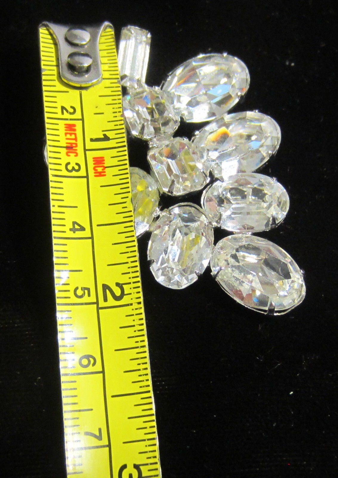 Vintage Clear Rhinestone grape cluster brooch signed Weiss prong set