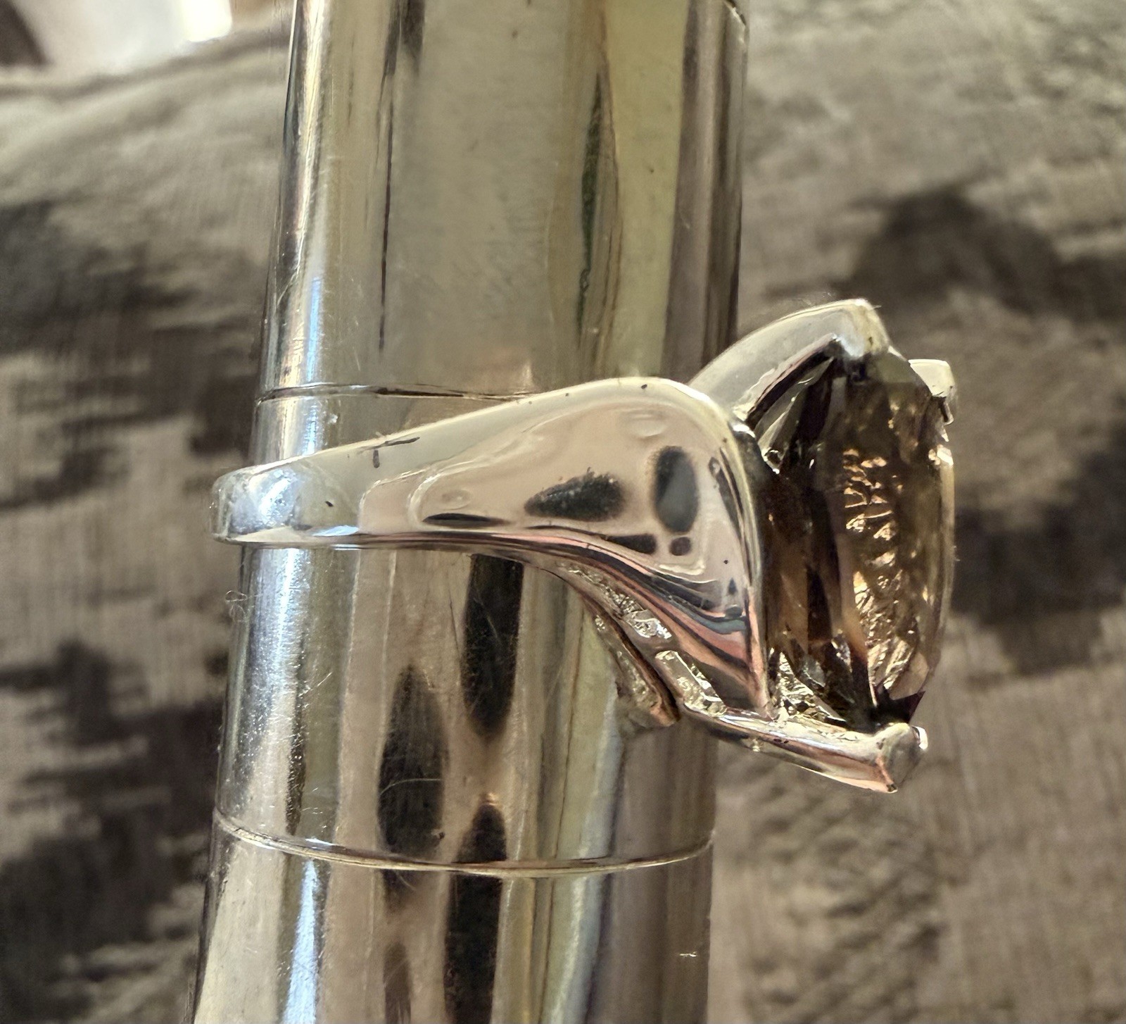 Vintage QVC HSN ? Genuine Smoky Quartz Sterling Silver Cocktail Ring Sz 8