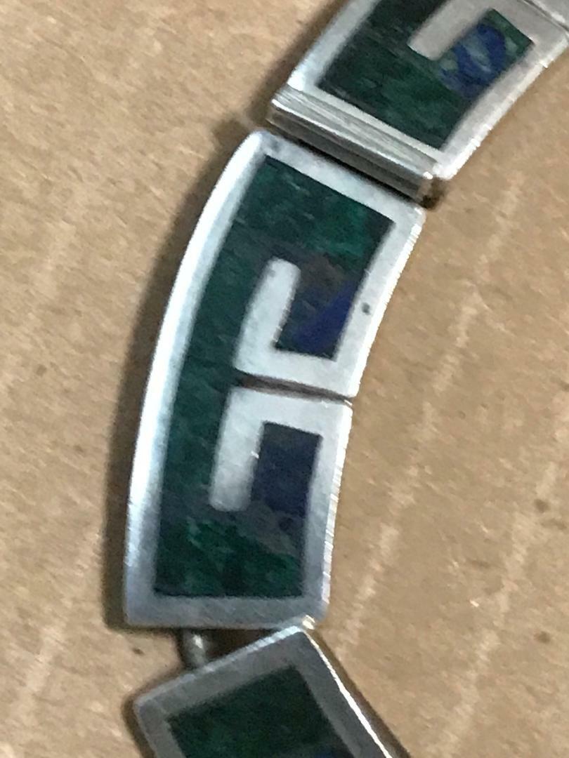 Vintage Signed Sterling 925 Taxco Los Castillo Necklace Inlay