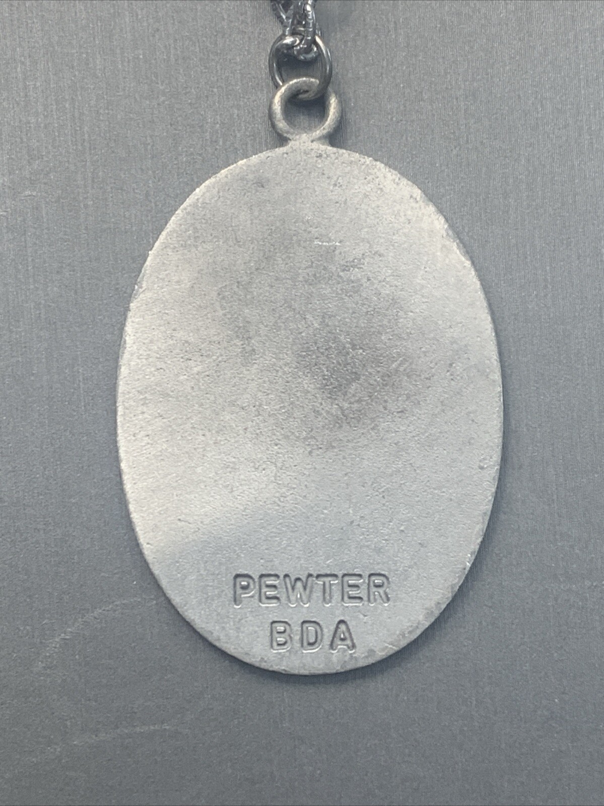 Vintage Pewter BDA Zodiac astrology Oval Scorpio Engraved Pendant Necklace 20”
