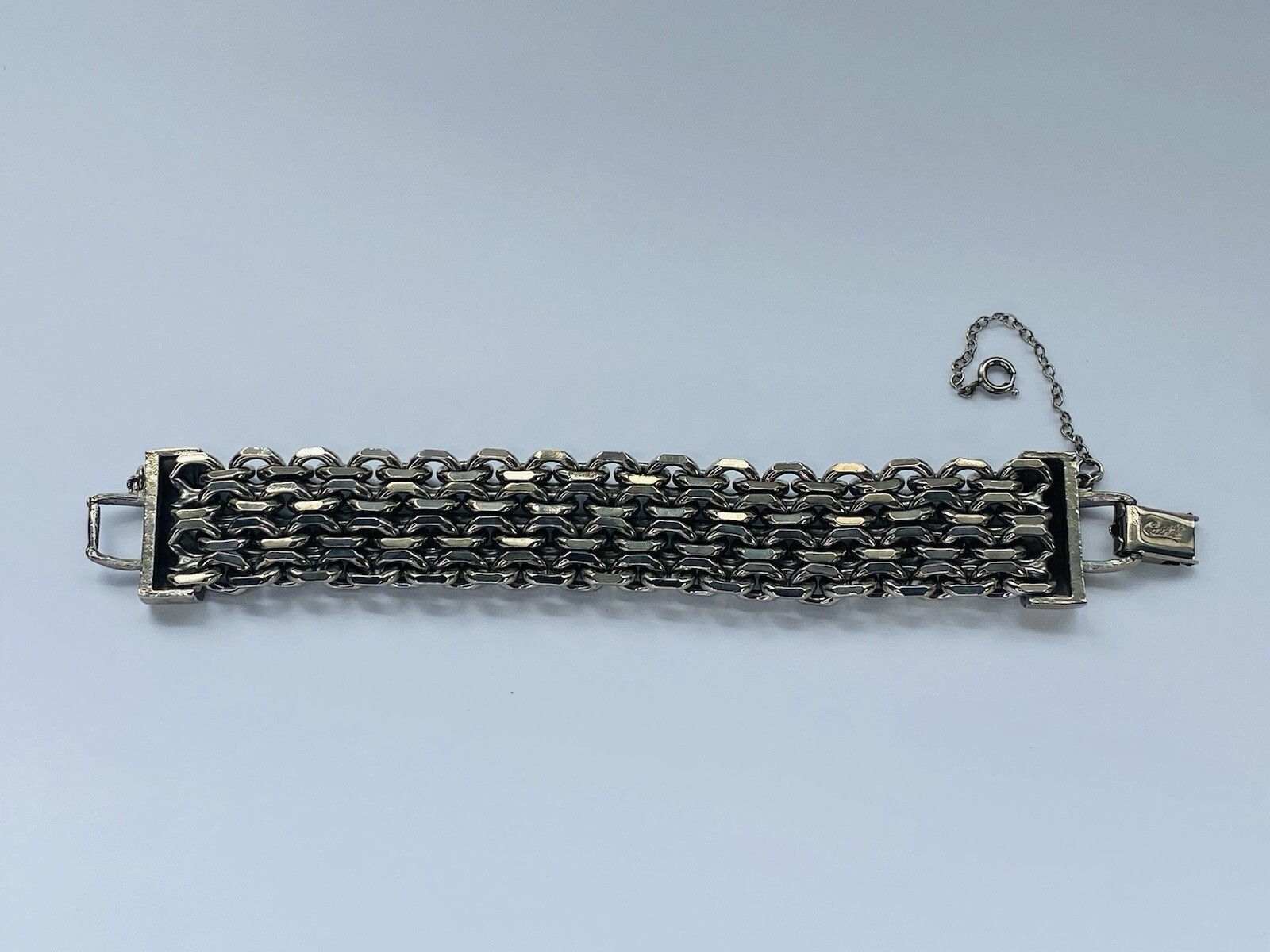 Vintage Cathé Cathe Chunky Silver Tone Heavy Brutalist Ball & Chain Bracelet