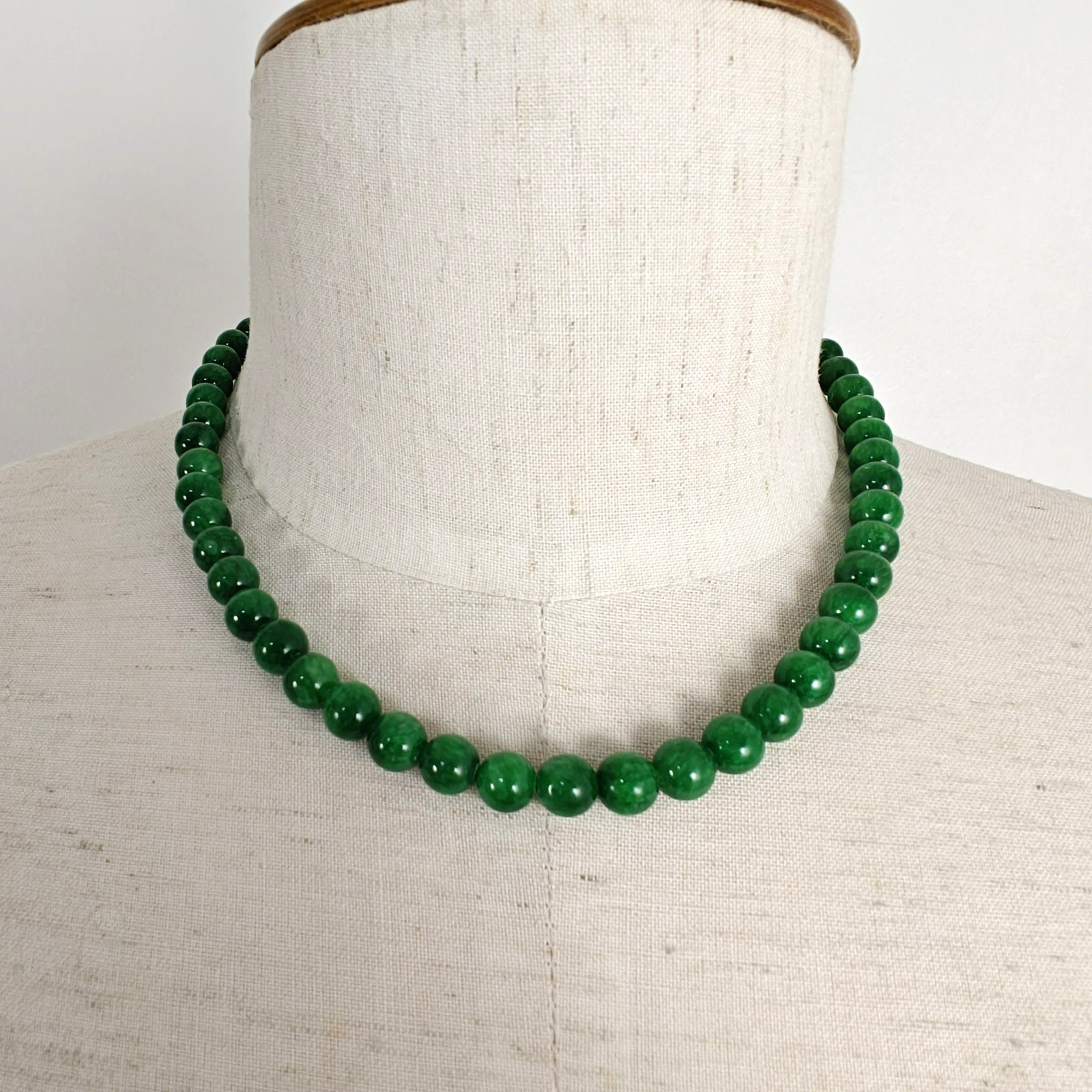 Vintage Lot of Two Beaded Necklaces Green Orange Coral Stones 17″ – 18″ Long