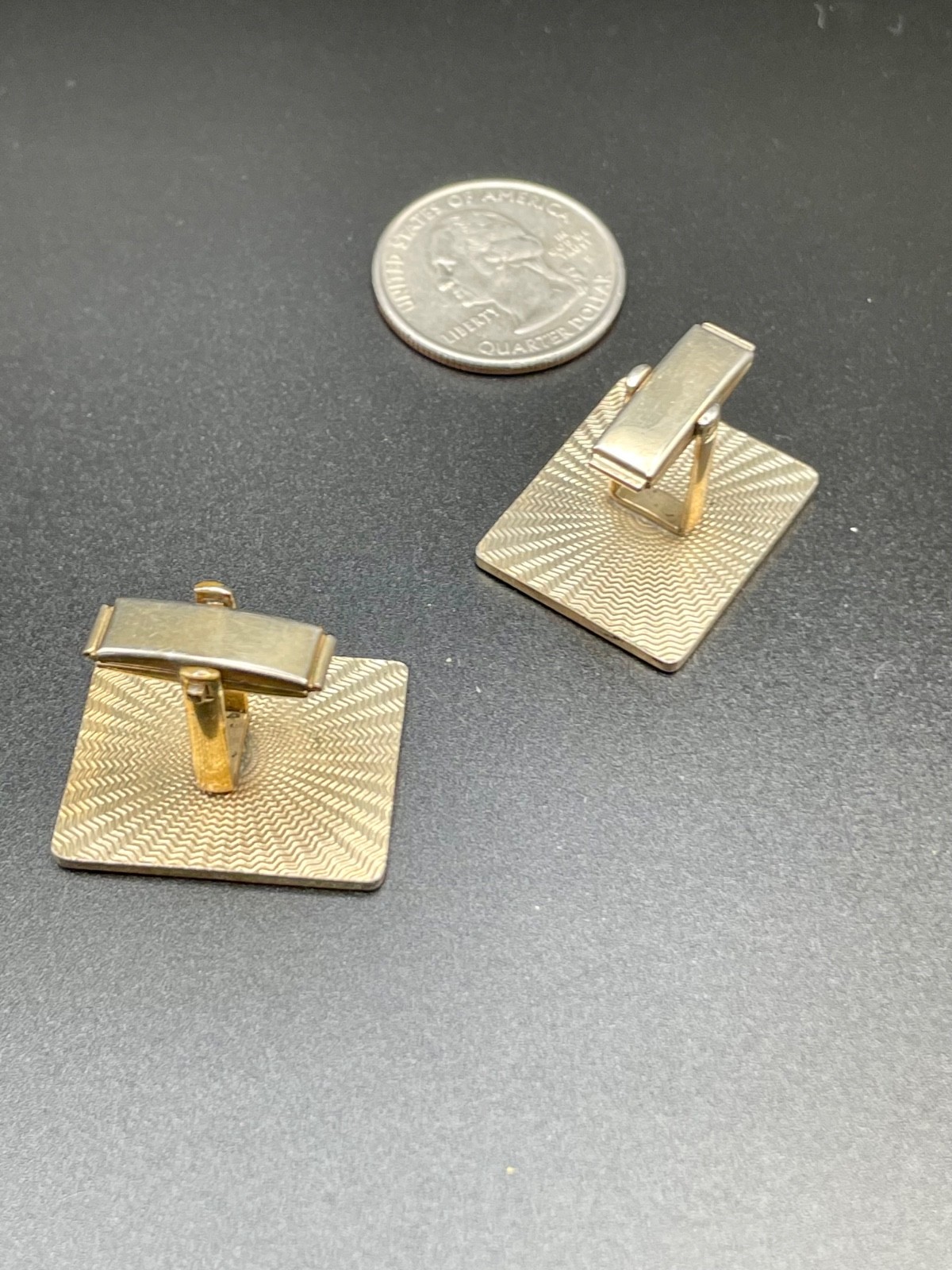 Vintage Fisherman Large Fish Scene Black Enamel Cufflinks Gold Tone Fishing