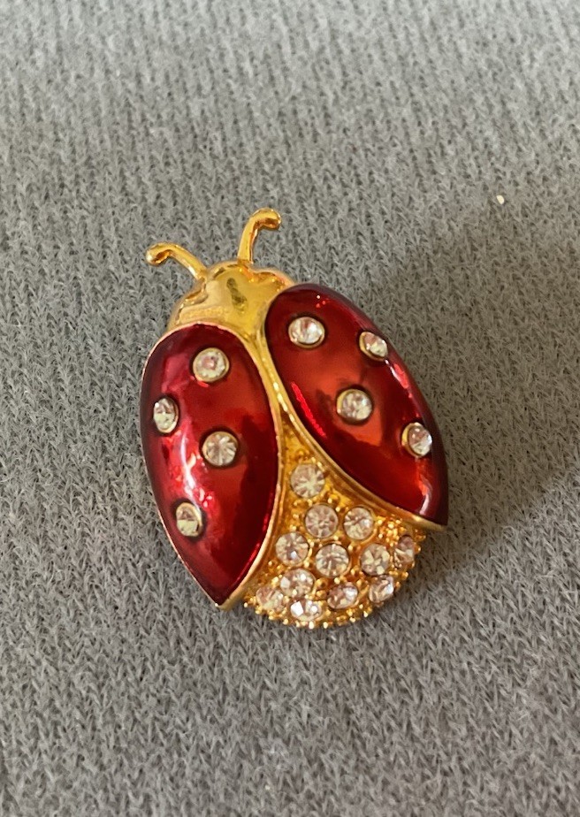 HTF Retired Gold Plated DAR Ladybug Pendant Pin By GARNAY