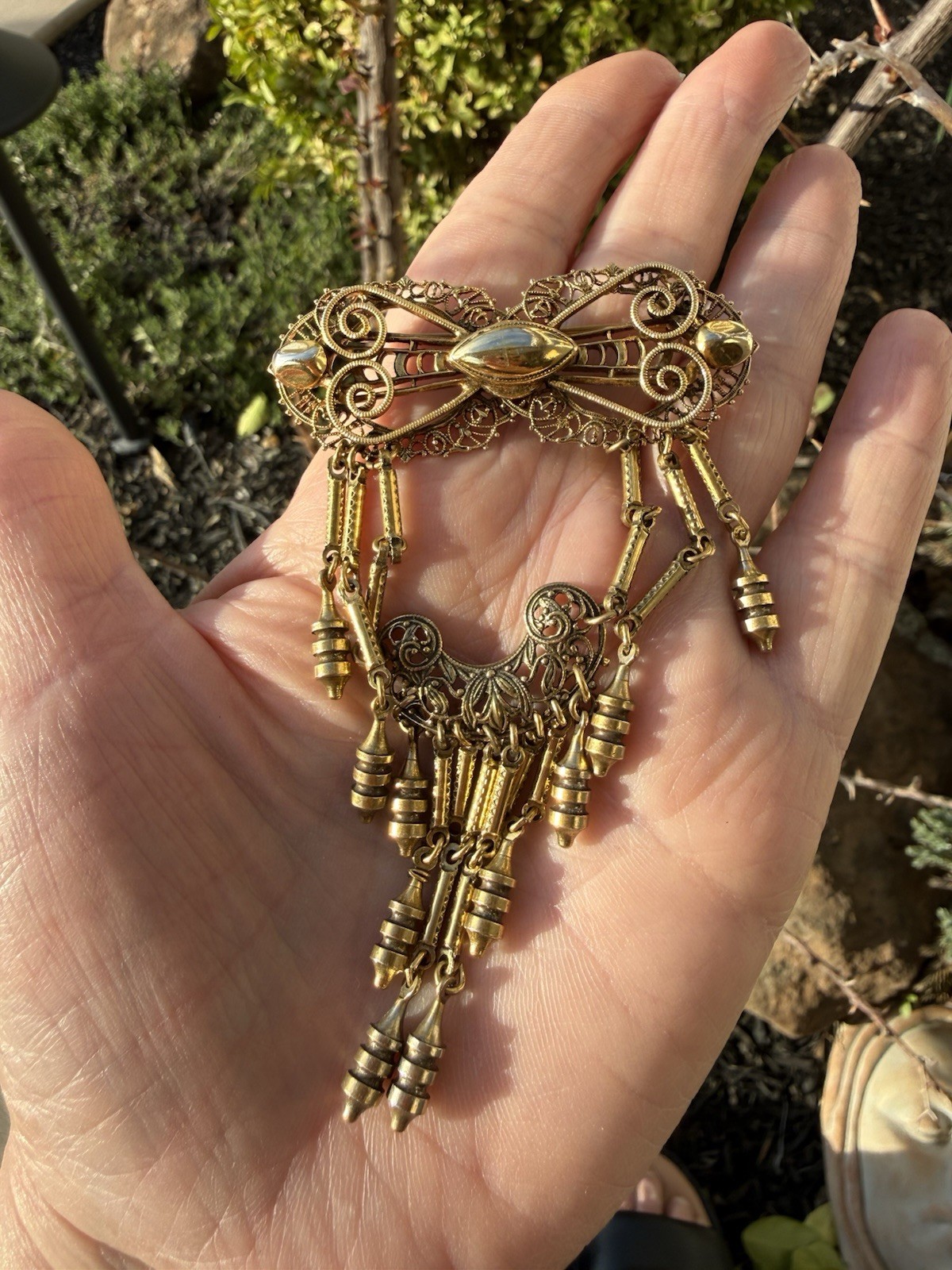 Original By Robert Vintage Victorian Revival Antique Gold Plated Festoon Brooch