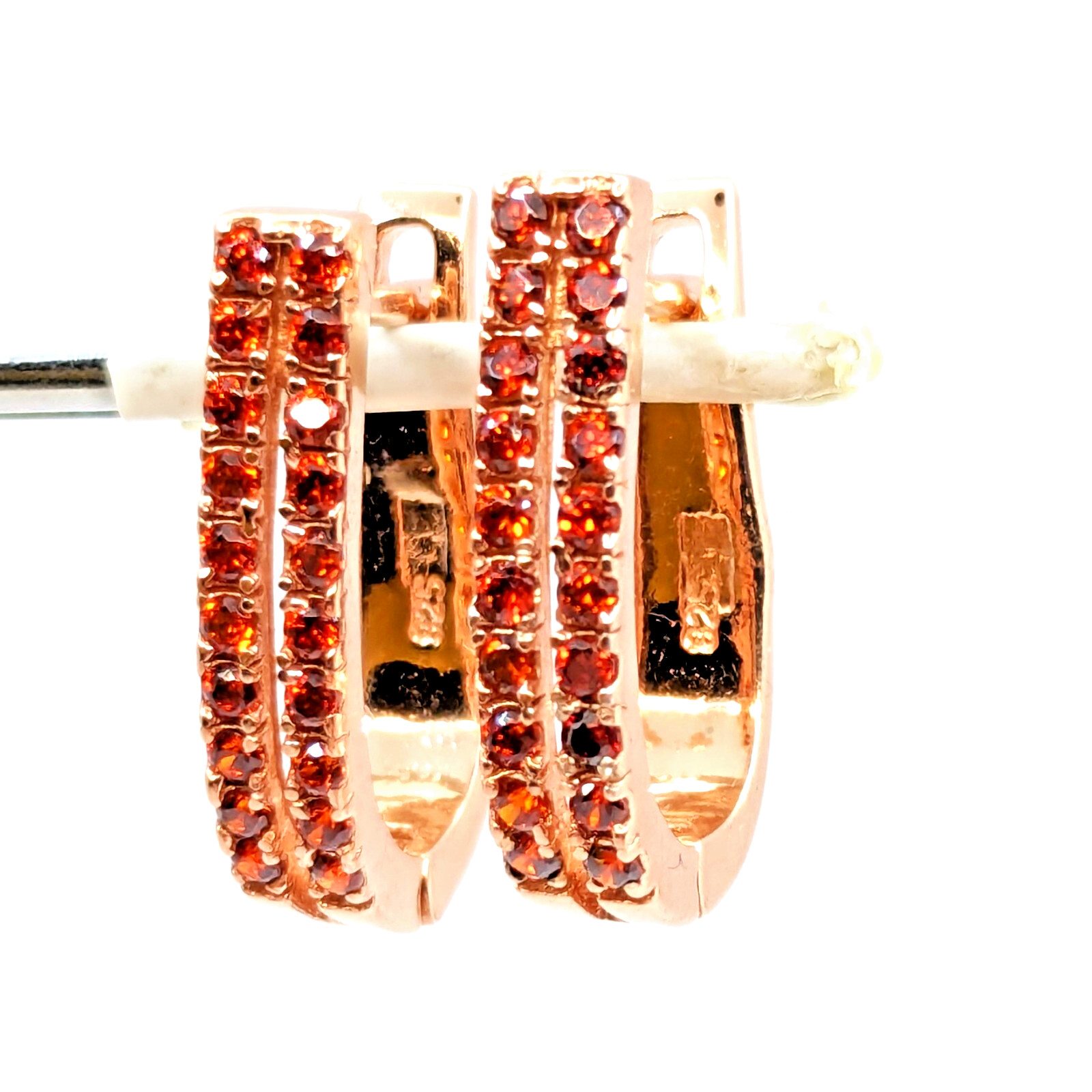 Vintage Luxury Earrings Sterling Silver 925 with Bright Red Stones -4.79g. | #16