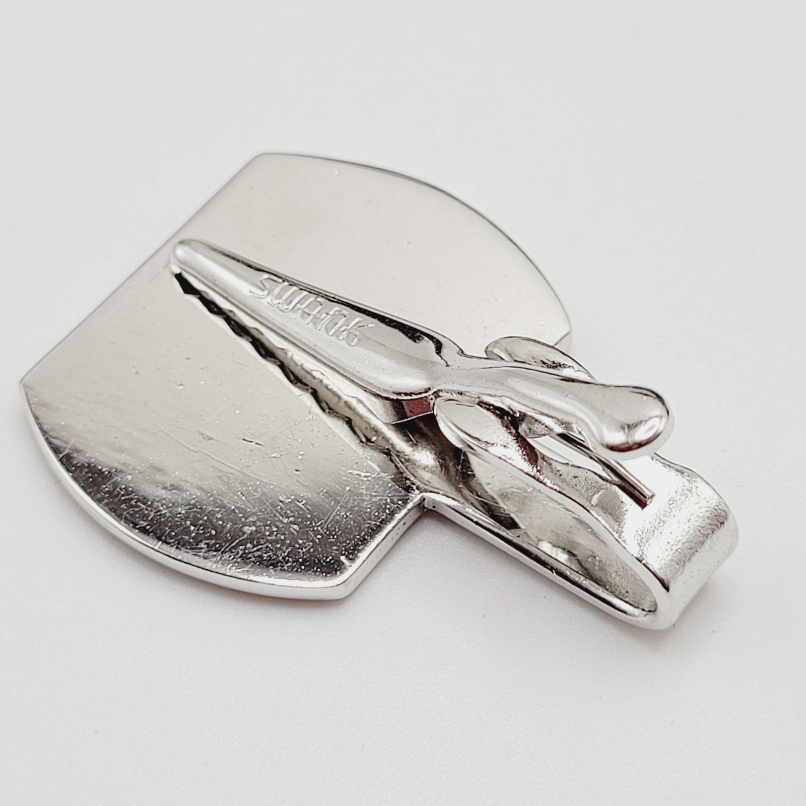 G Letter Old English Script Silver Tone Black Enamel SWANK Tie Clip Clasp
