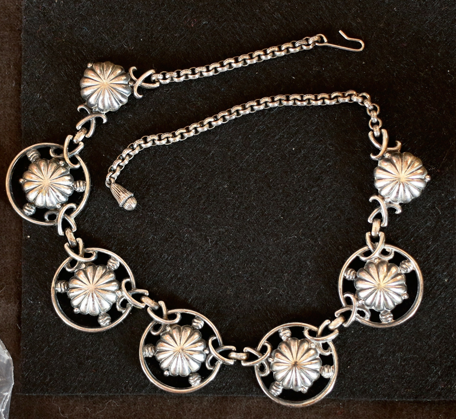 Vintage Pewter Necklace Adjustable 12″ to 17″ Shell or Abstract Modern