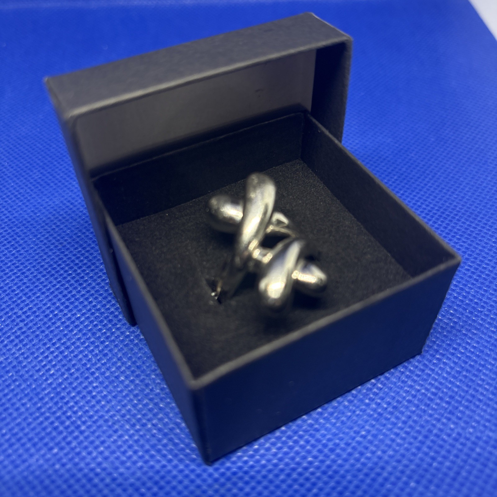 X05 Sculpture Double Criss Cross Modernist 925 Sterling Silver Ring 8g Size 8.5