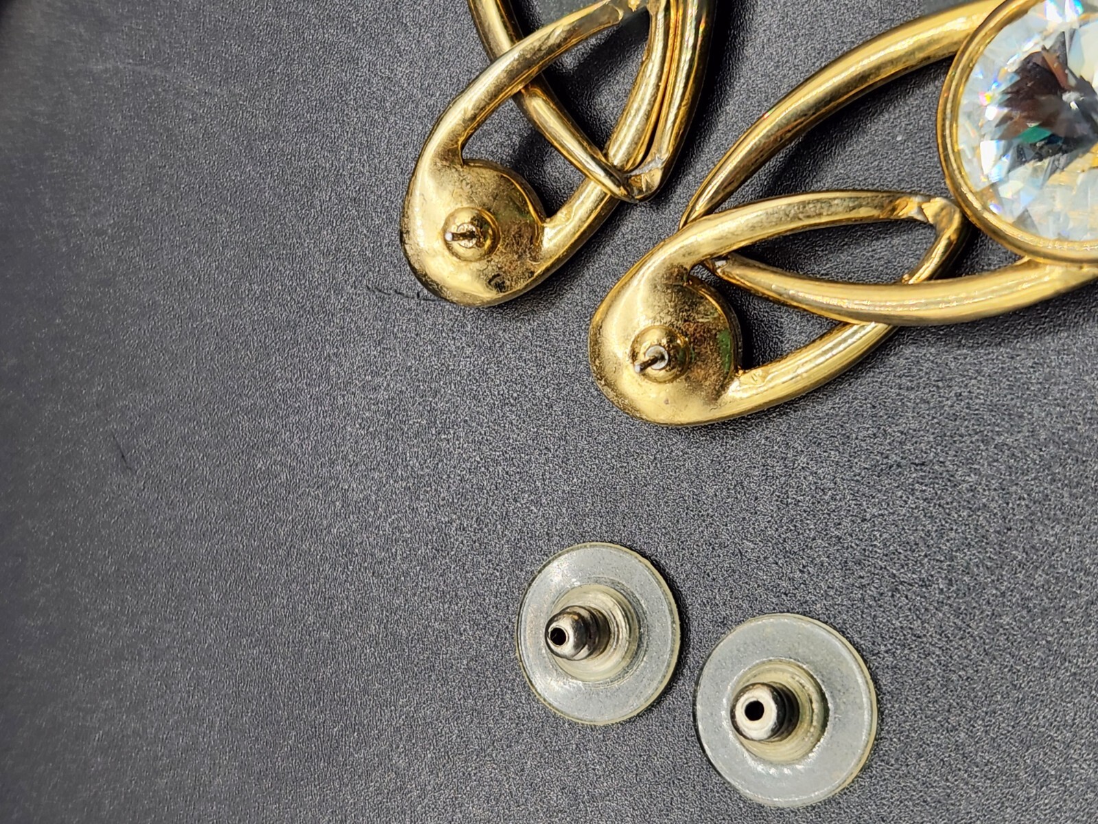 Unique Vintage Bijoux Gold Tone Rivoli Crystal Earrings and Brooch