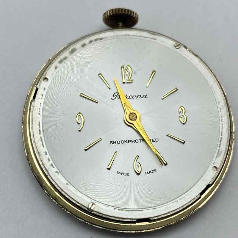 Vintage Bercona Swiss Manual Wind Pendant Watch Two-Tone Scrolled Back 34mm