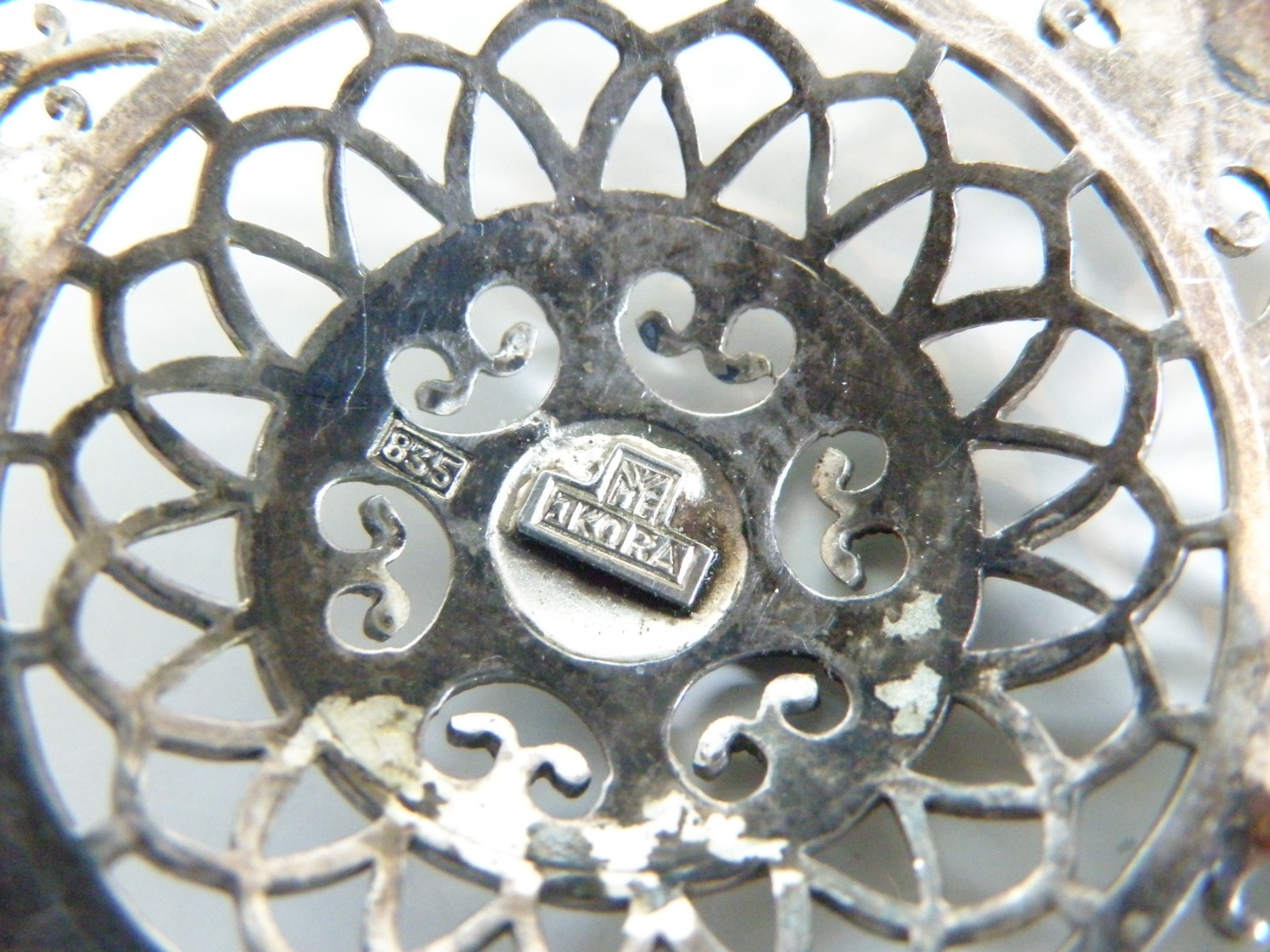 Antique 835 Silver Germany WMF Ikora Large Filigree Brooch Pin