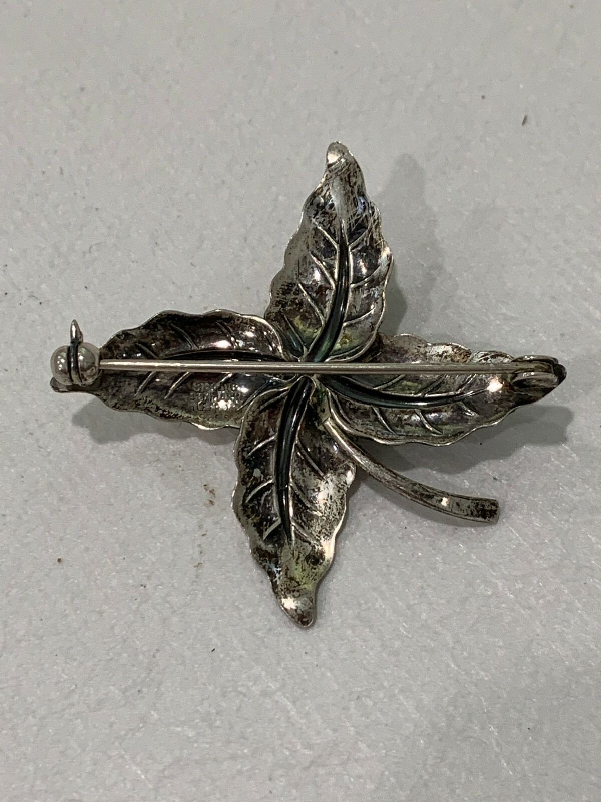 Vintage Danish Neils Erik NE From Signed Sterling Silver Flower Form Pin Brooch