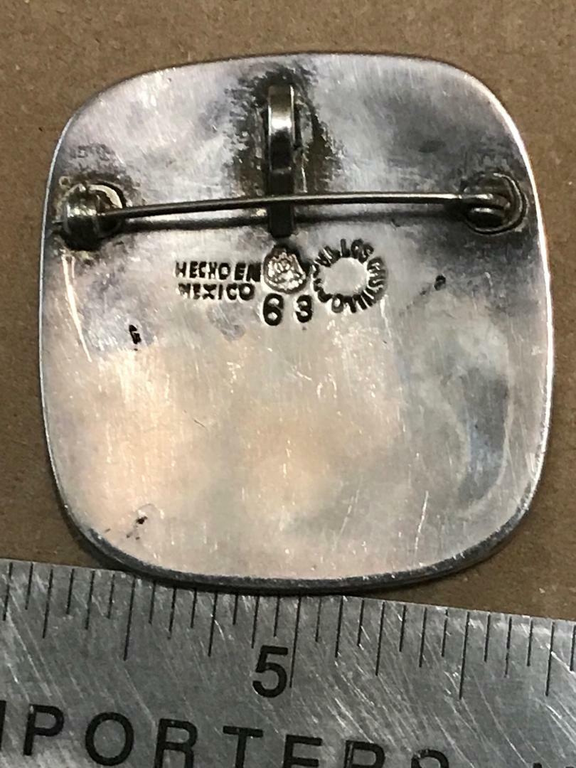Vtg Los Castillo 63 Cubist/Modernist Sterling? Pendant Pin Brooch
