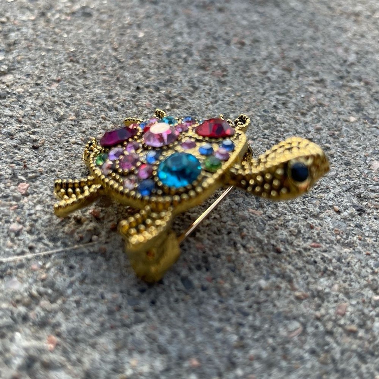 Colorful Rhinestone Baby Turtle Brooch Pin vacation beach boho gift new
