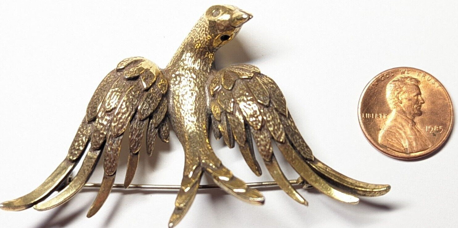 VINTAGE ZENTALL EAGLE BROOCH PIN SIGNED GOLD TONED