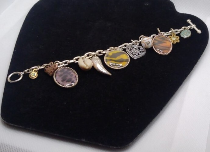 Vtg Charm Chain Link Bracelet Animal Print AAi, Accessories Associates 7.25 In