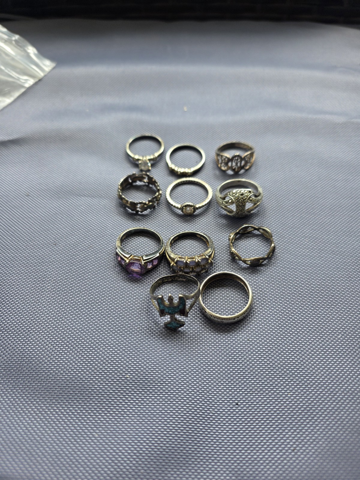 Vintage Sterling Silver Ring Lot Of 11 Different Sizes Pre Owned Condition SH