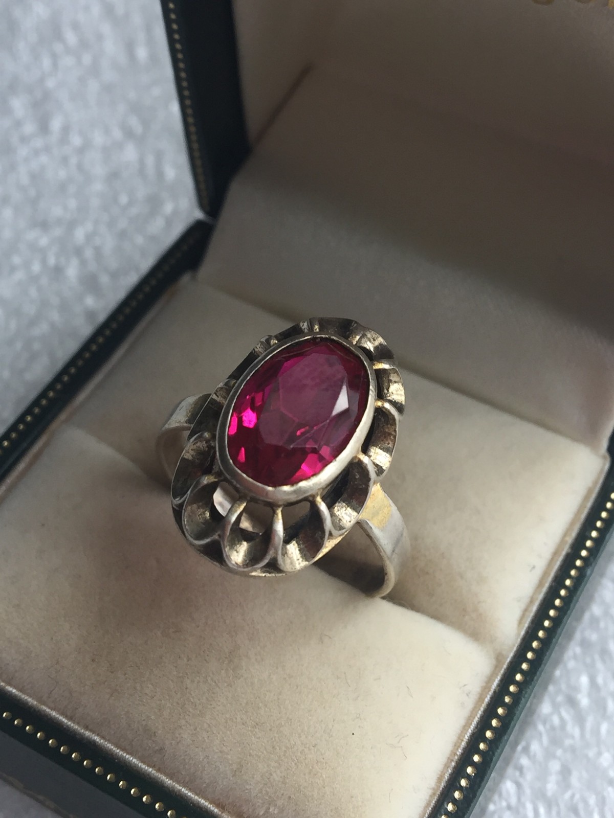 Tourmaline Rings silver 875 Russian Soviet Silver vintage USSR