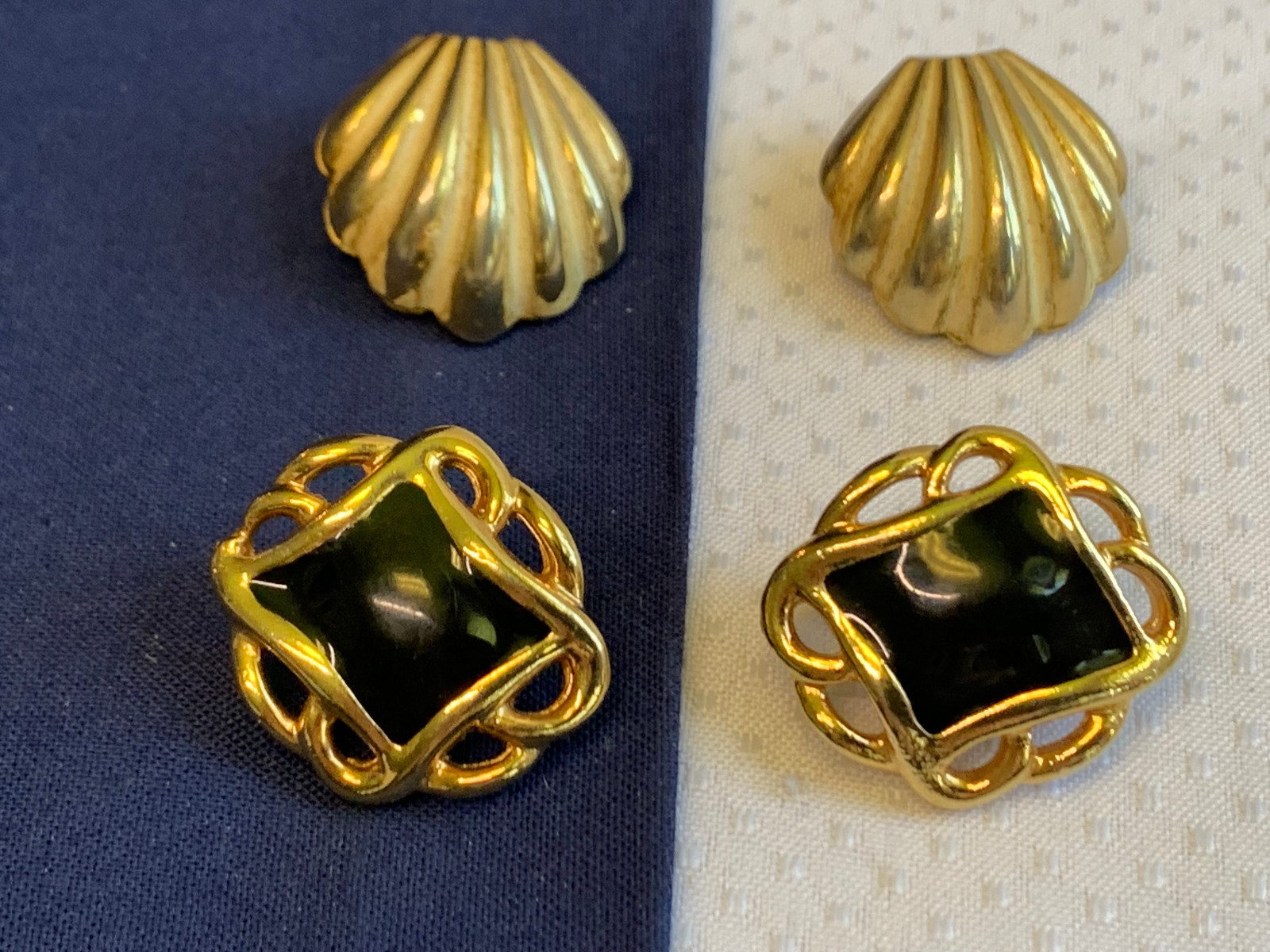 Vtg Clip-On Earring Lot Costume Jewelry Enamel Faux Gemstones / Pearl / Onyx