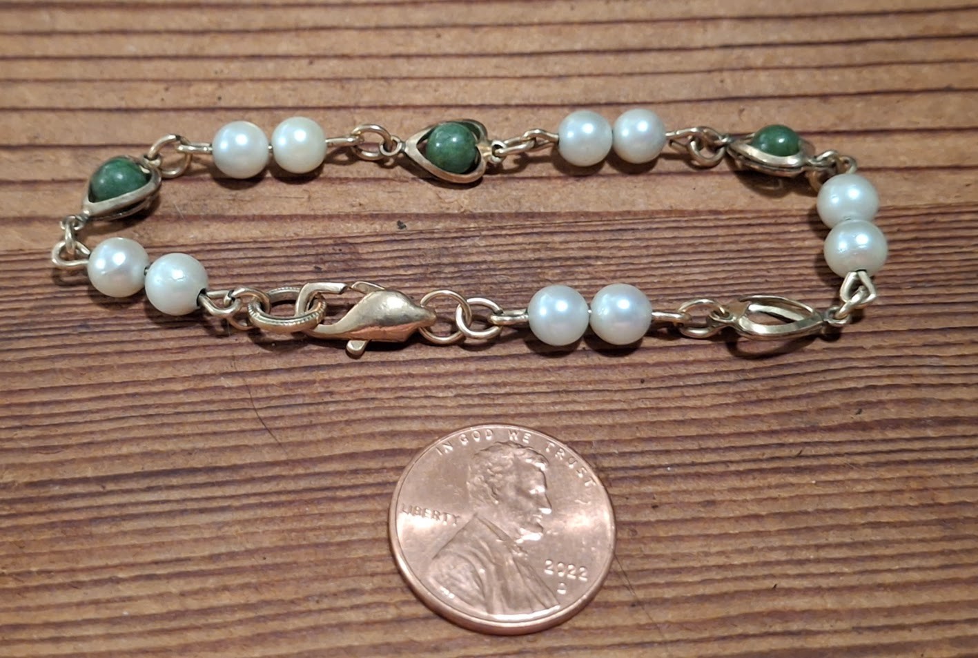 Lot of 4 bracelets vintage serpentine chains tigers eye pearl jade Korea 70’s-80