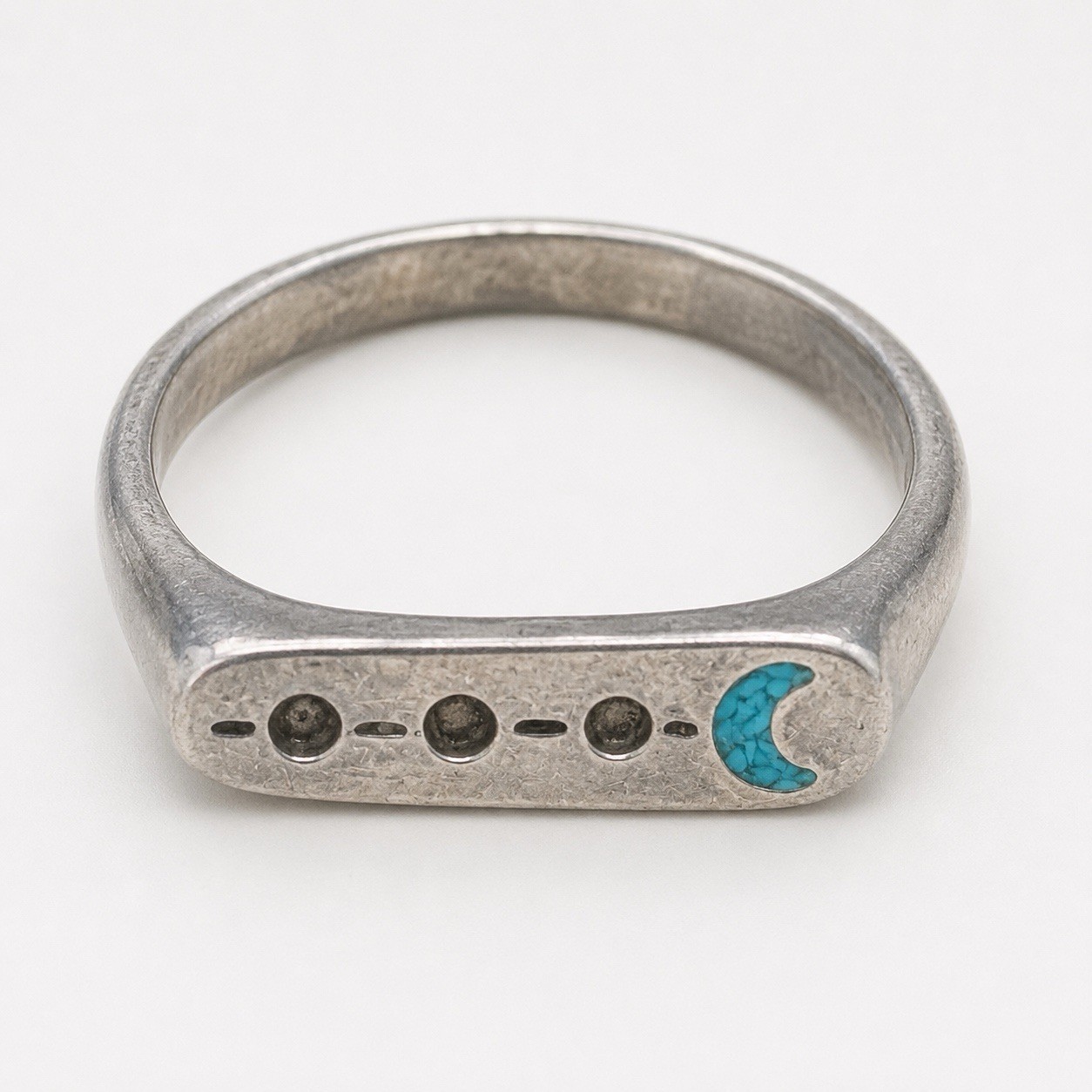 Carolyn Pollack Relios 925 Sterling Silver Turquoise Moon Stack Ring Raised Top