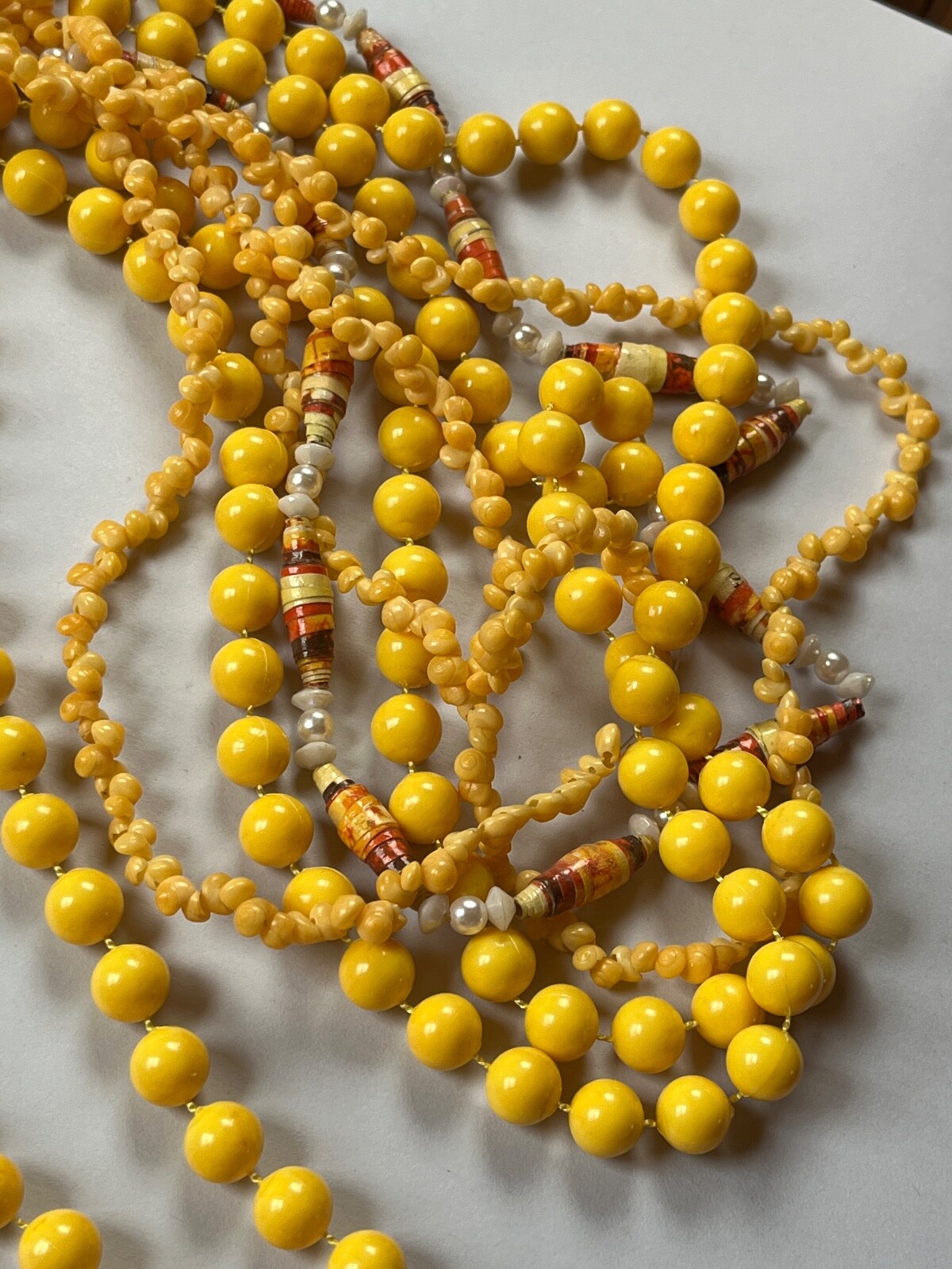 Vintage Lot of Solid Round Sunny Yellow Plastic & Tiny Faux Popcorn Plastic &
