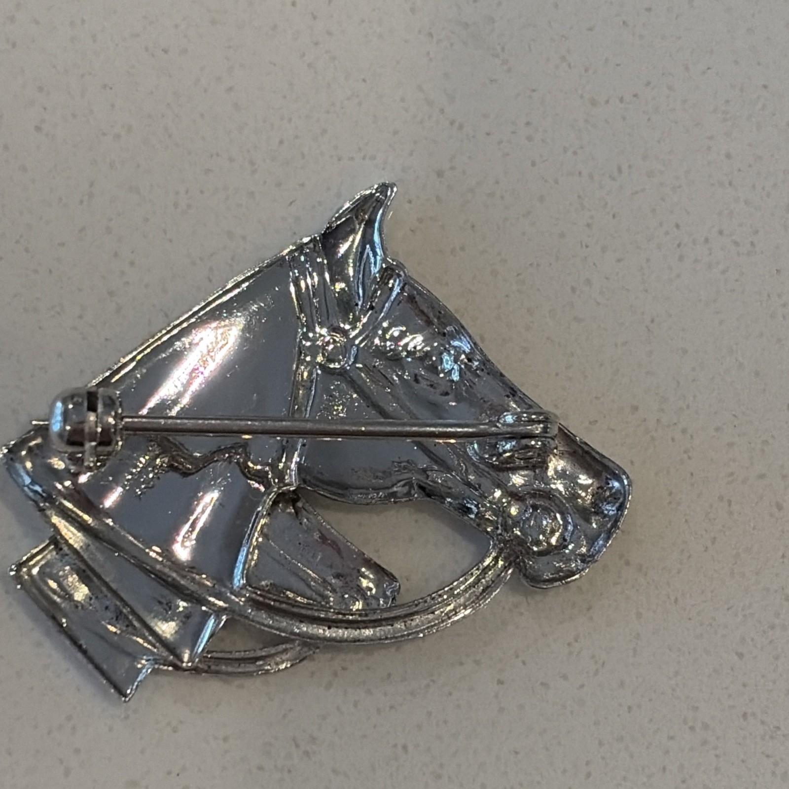 VTG Equestrian sterling silver horse head brooch / pin signed CA with arrow READ