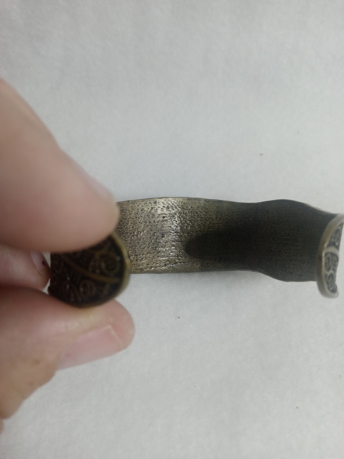 Vintage Brass Cuff Bracelet Embossed Daisy Floral Stamped Statement Bangle Gift