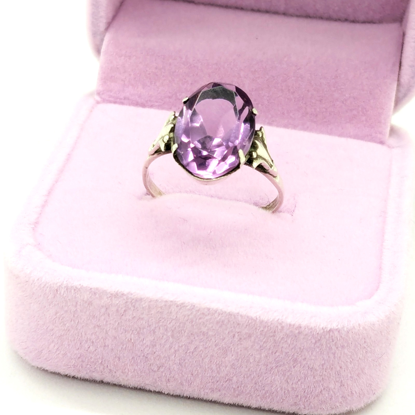 Vintage Soviet RING Silver⭐️875 Star stamp with Amethyst -size: 7US (17mm) | #73