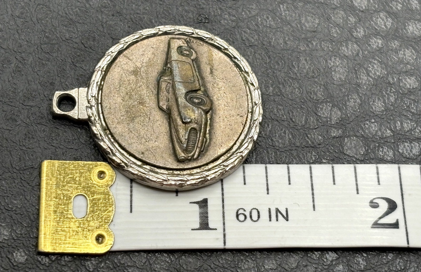 Vintage Italian Sports Car Convertible Charm Pendant Rope Border Fob