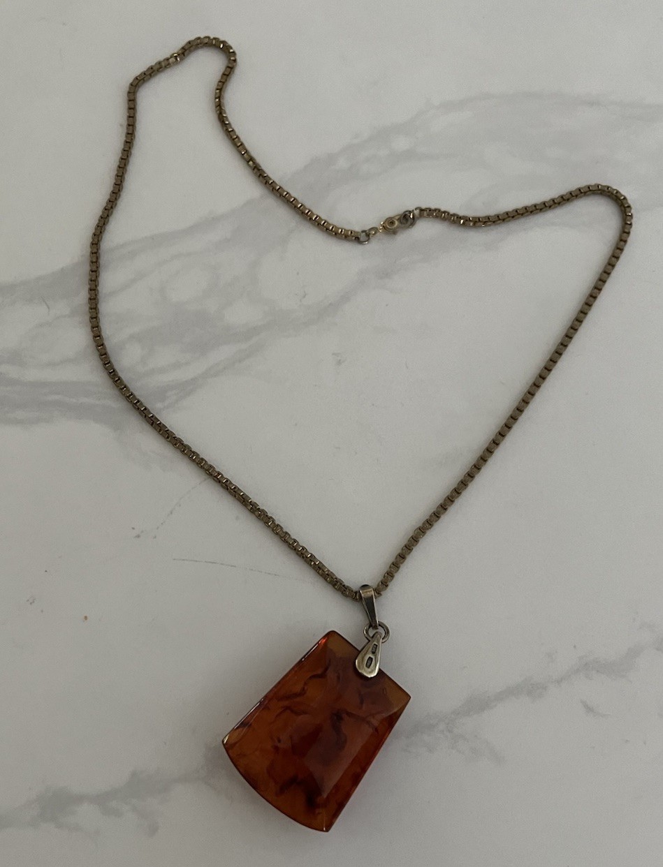 Vintage Soviet Honey Amber Beautifully Unique Pendant