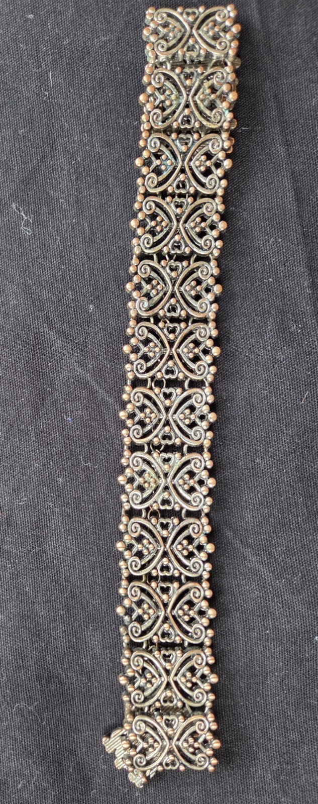 Vtg Silvertone&Coppertone Choker 15.5″ Intricate Scrollwork and Filigree panels
