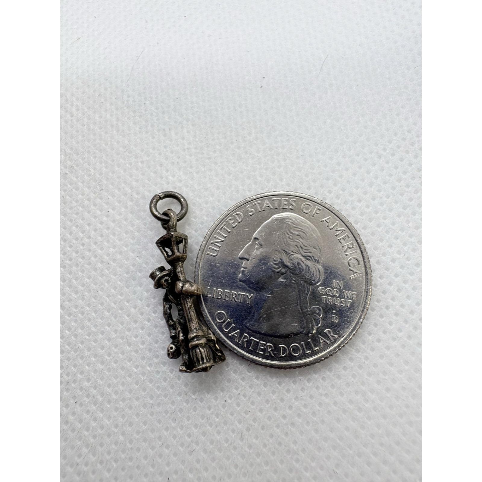 Vintage Sterling Silver Figural Man Charm Top Hat Lantern Skull Pendant 1.47g